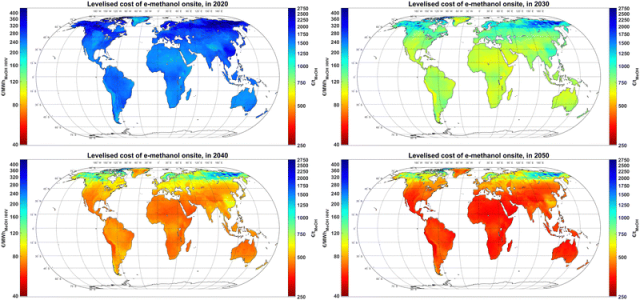 Energy & Enviro<i></i>nmental Science期刊論文分享：基于可變可再生能源電力的全球綠色甲醇生產(chǎn)潛力