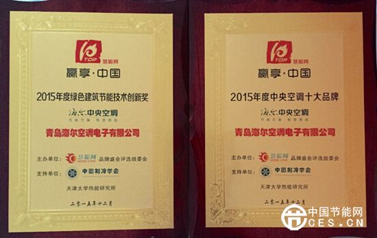 海爾中央空調(diào)獲綠色建筑節(jié)能技術(shù)創(chuàng)新大獎(jiǎng)